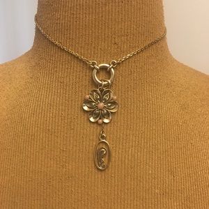 Gold Flower Dangle Necklace